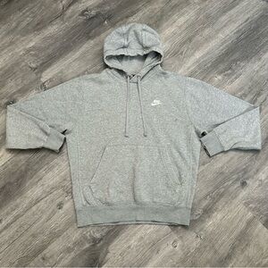 Nike Hoodie Mens Small Gray Club Fleece Pullover Swoosh Logo Kangaroo BV2654-063